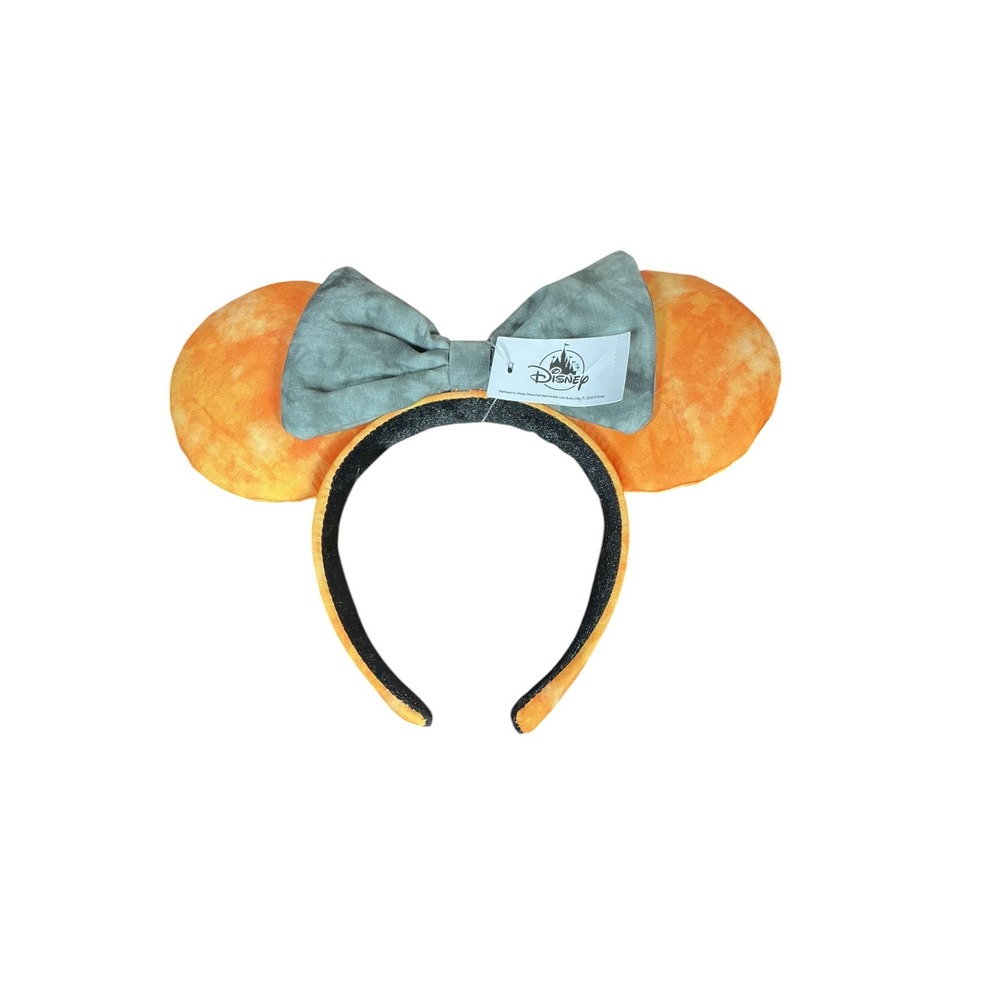 Disney Parks Orange Minnie Mouse Ears Headband Gray Bow